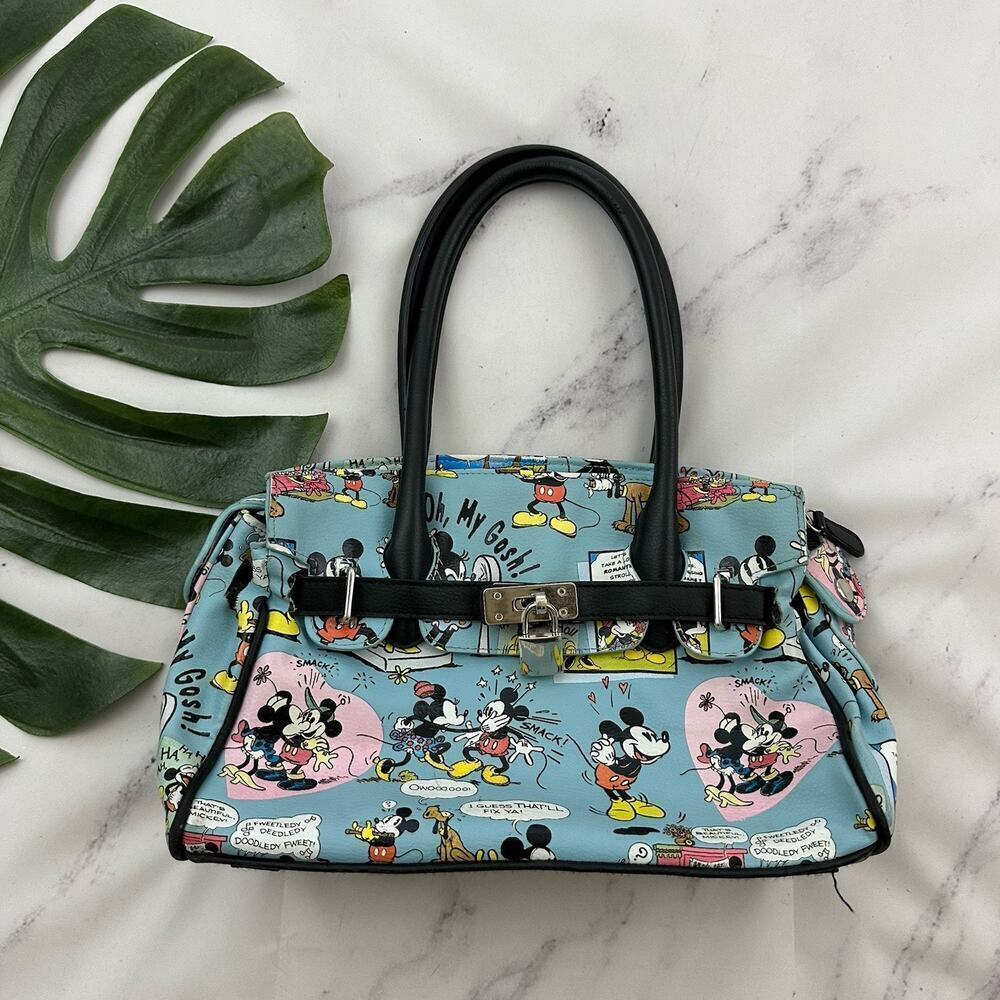 Disney Vintage Y2k Shoulder Bag Purse Blue Black Mickey Minnie Cartoon